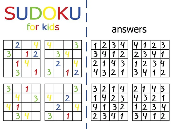 Imagens vetoriais Enfants colorés puzzle sudoku